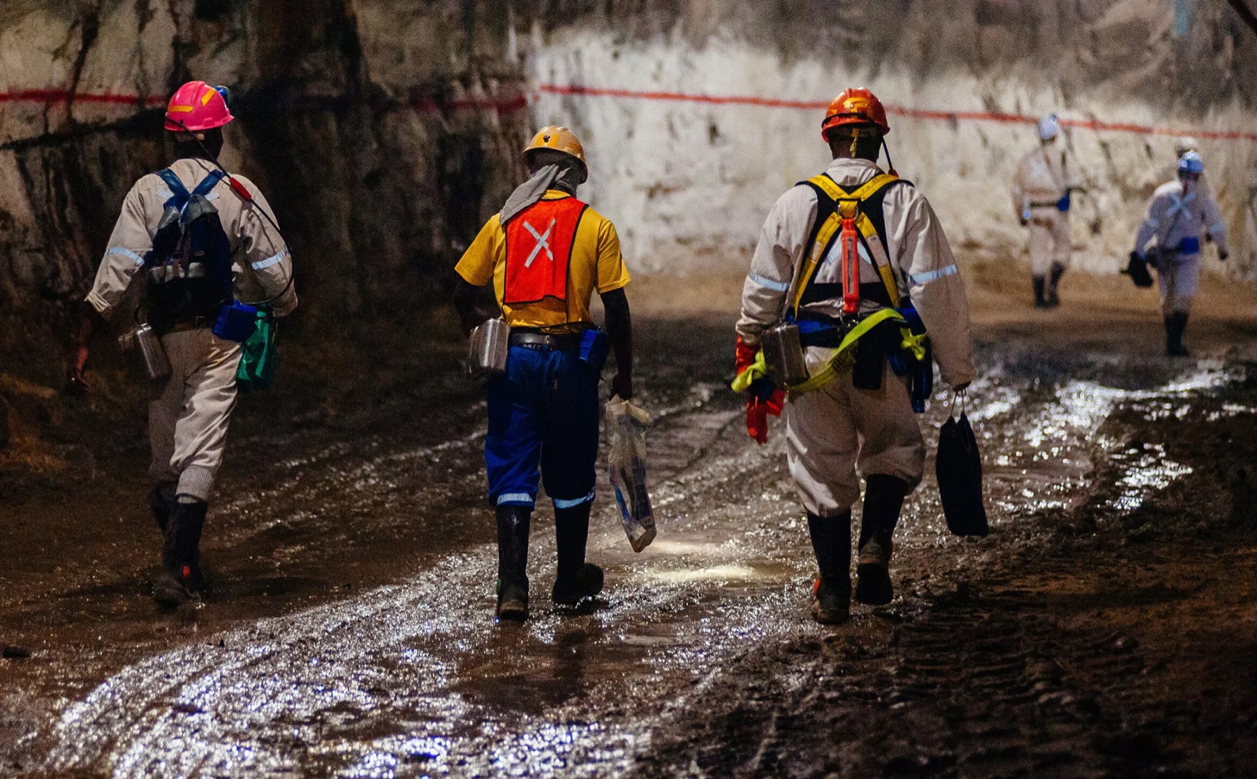 Mining professionals working underground
